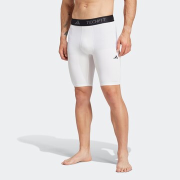 ADIDAS PERFORMANCE Skinny Sports trousers in White: front