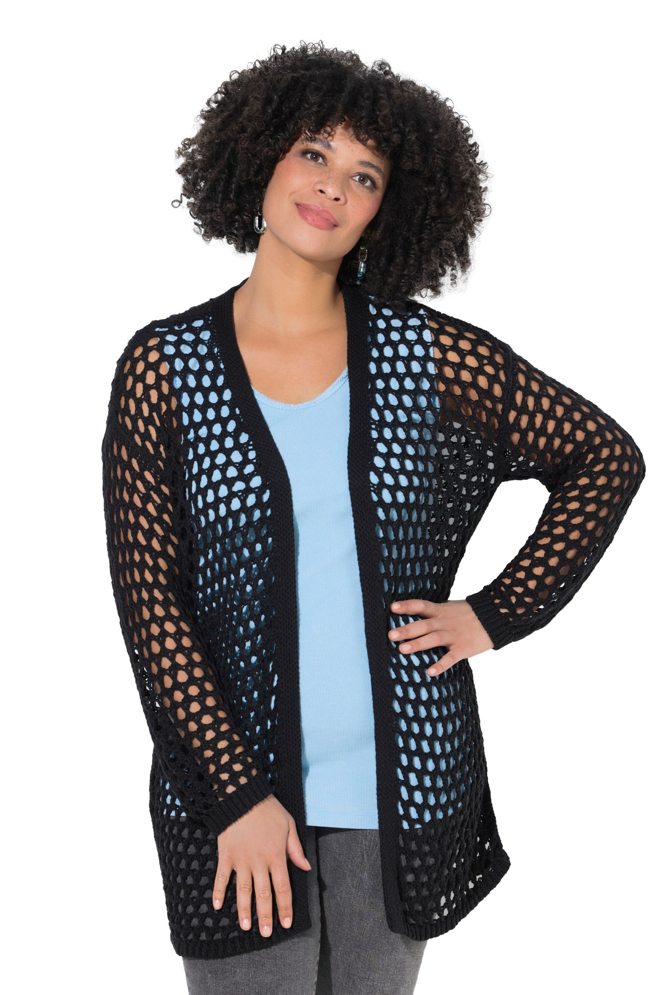 Angel of Style Strickjacke in Schwarz: Vorderseite