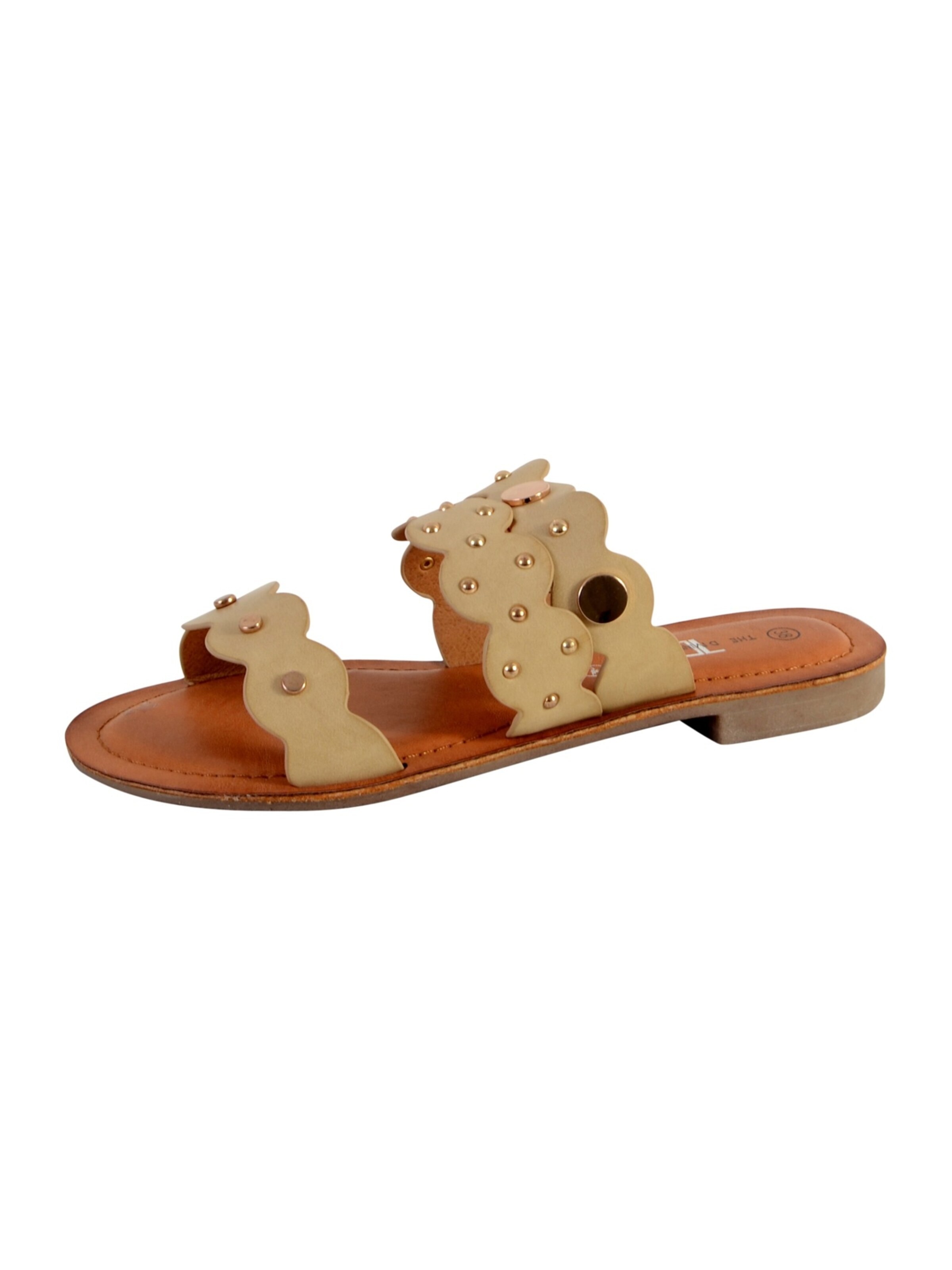The Divine Factory Mules in Beige: front
