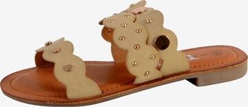 The Divine Factory Mules in Beige: front