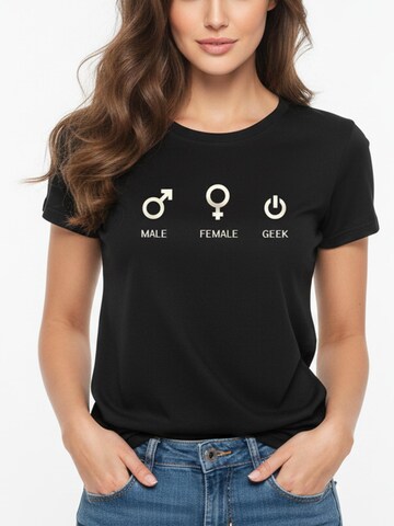 MAKAYA Shirt 'Male-Female-Geek' in Black