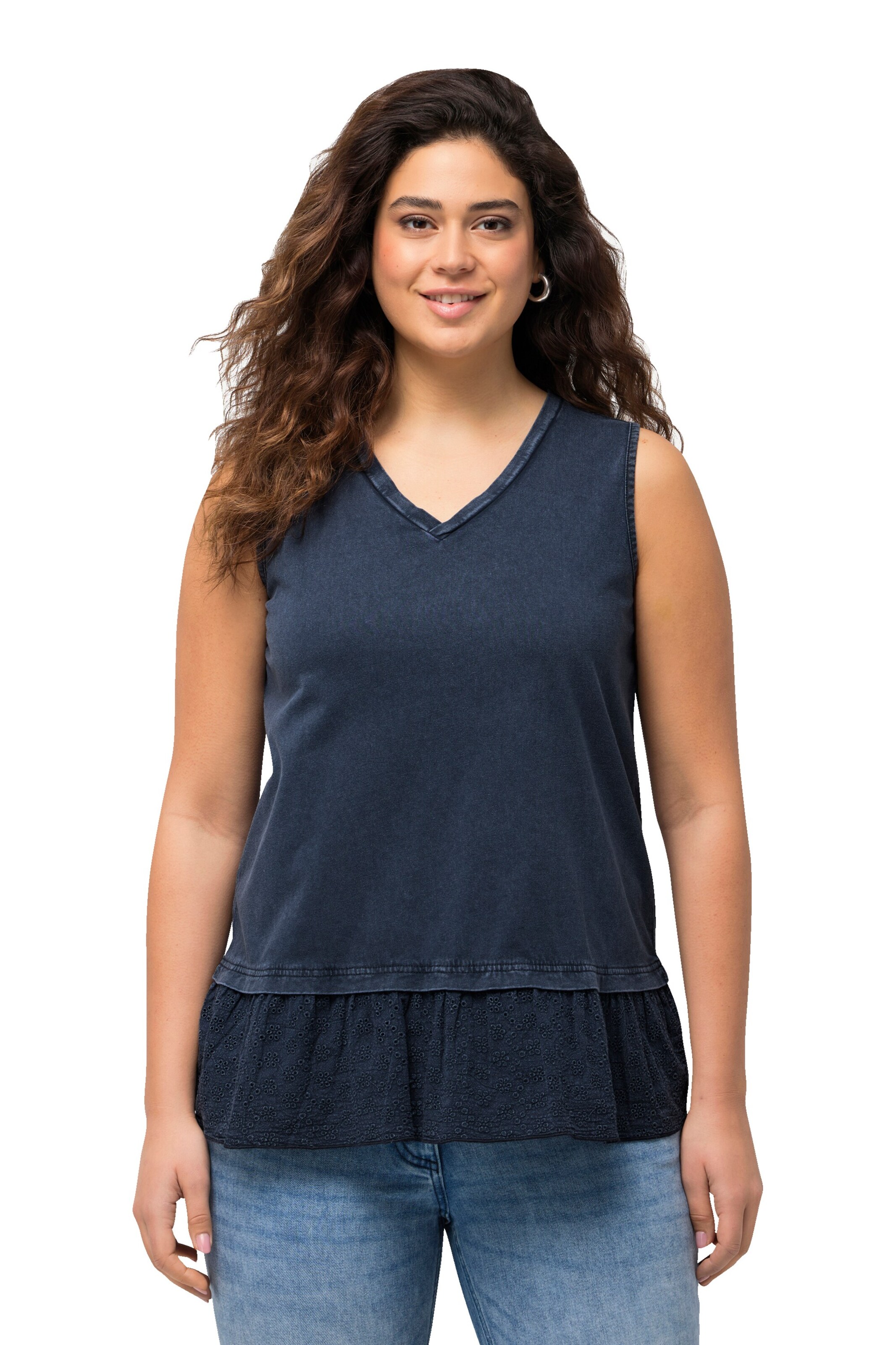 Ulla Popken Gebreide top in Blauw: voorkant