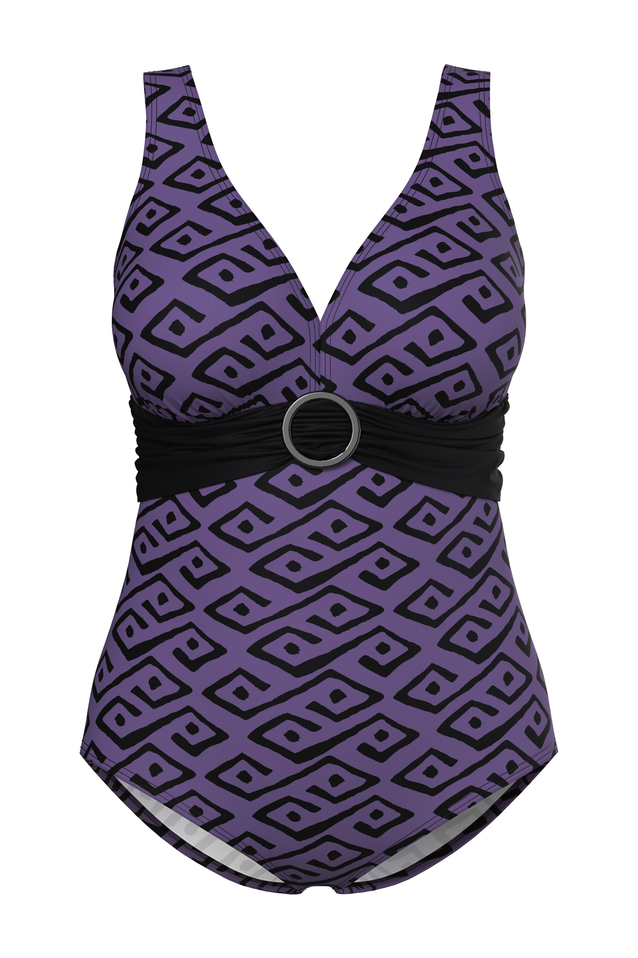 Ulla Popken Triangel Badpak in Lila: voorkant