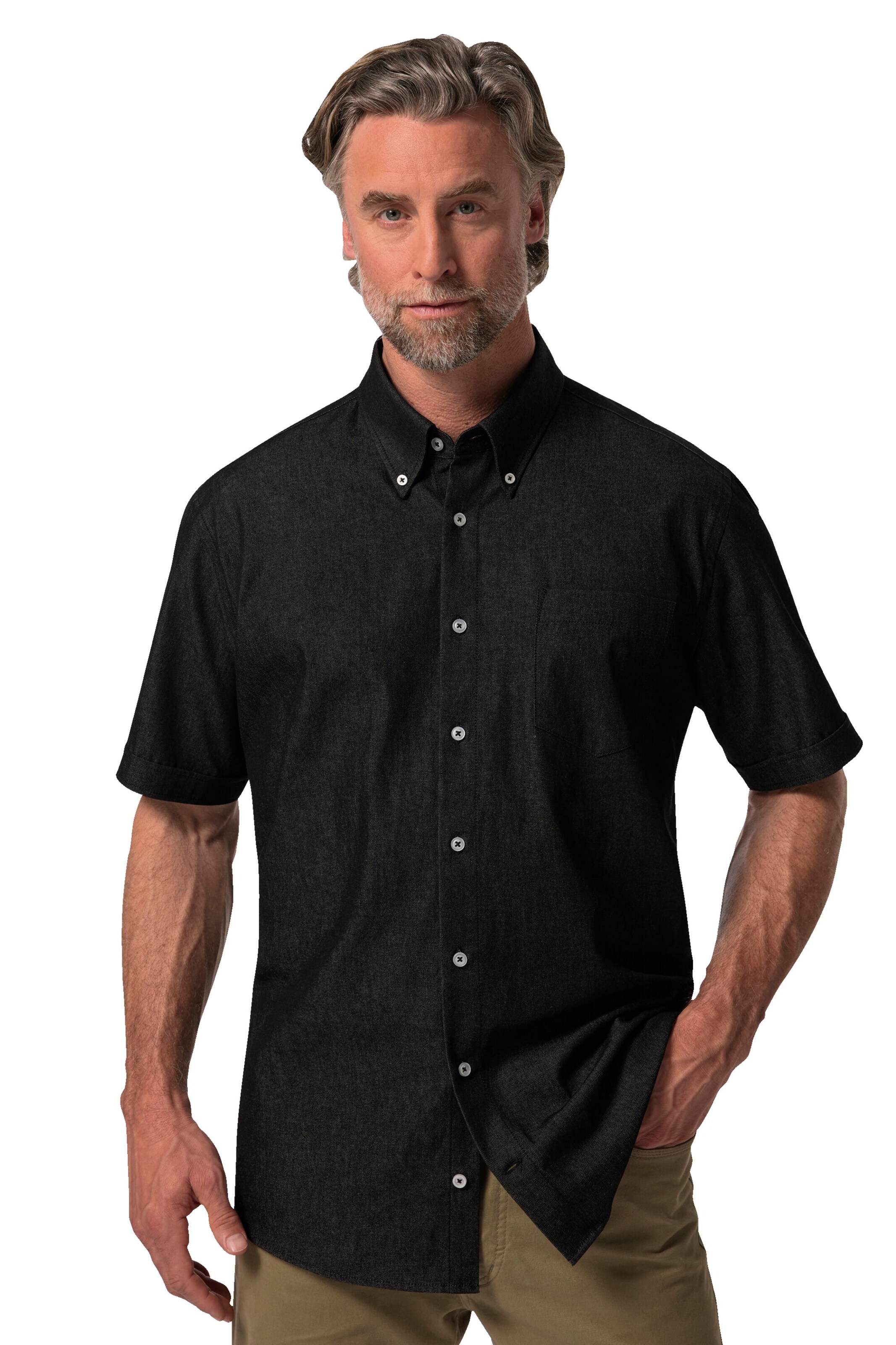 Boston Park Comfort fit Overhemd in Zwart: voorkant