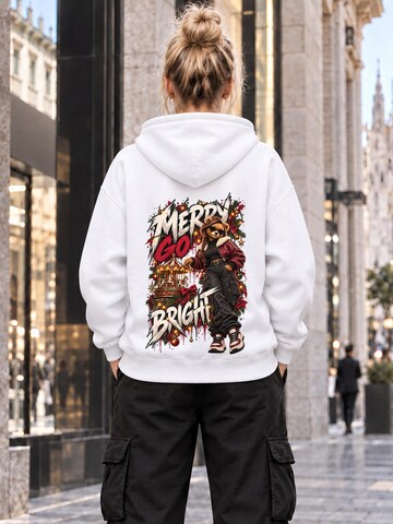 LUNØIR StudioSweater majica 'BOSS Femme Christmas Carousel' - bijela boja