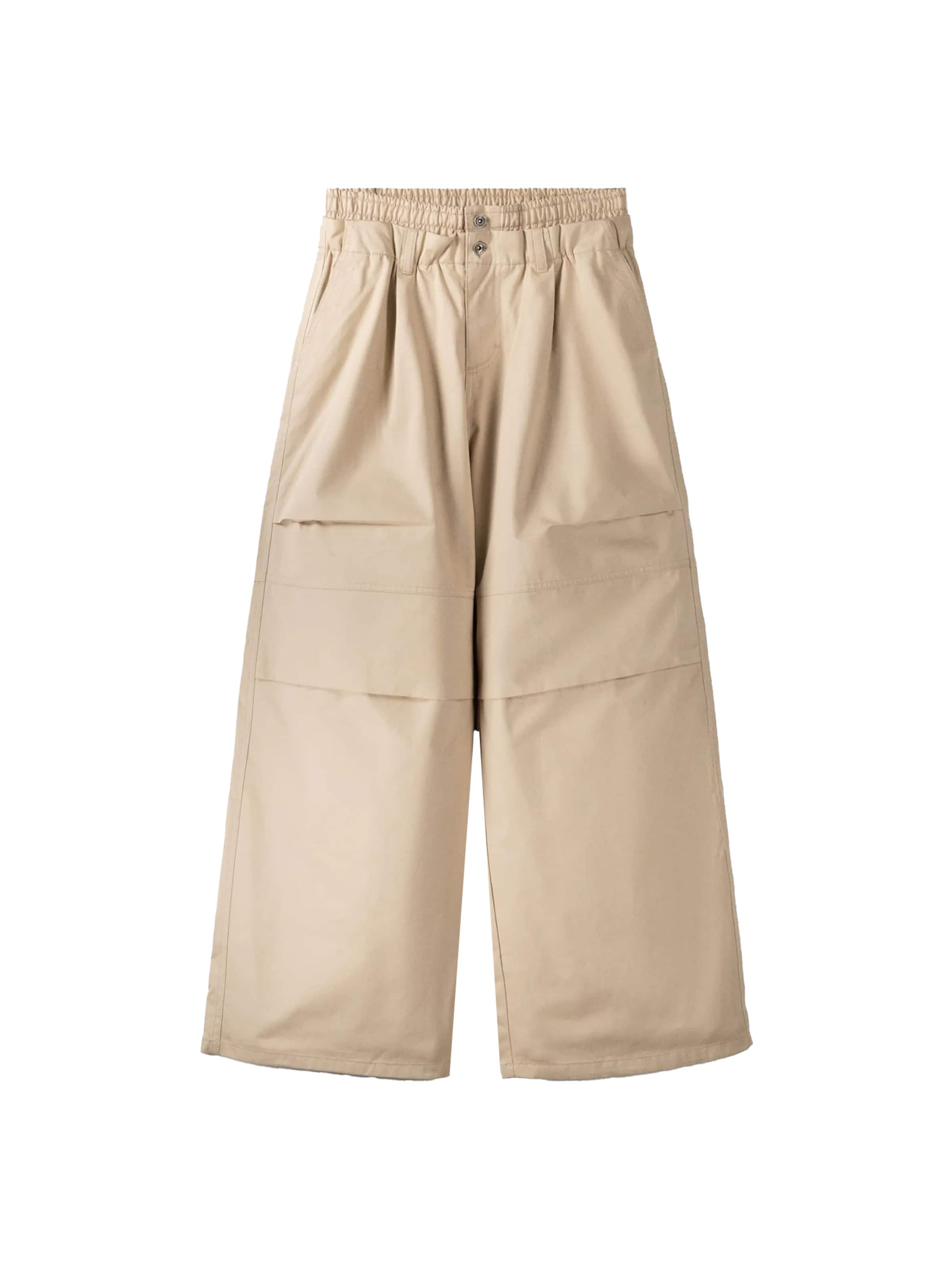 Bershka Широки крачоли Панталон в бежово: отпред