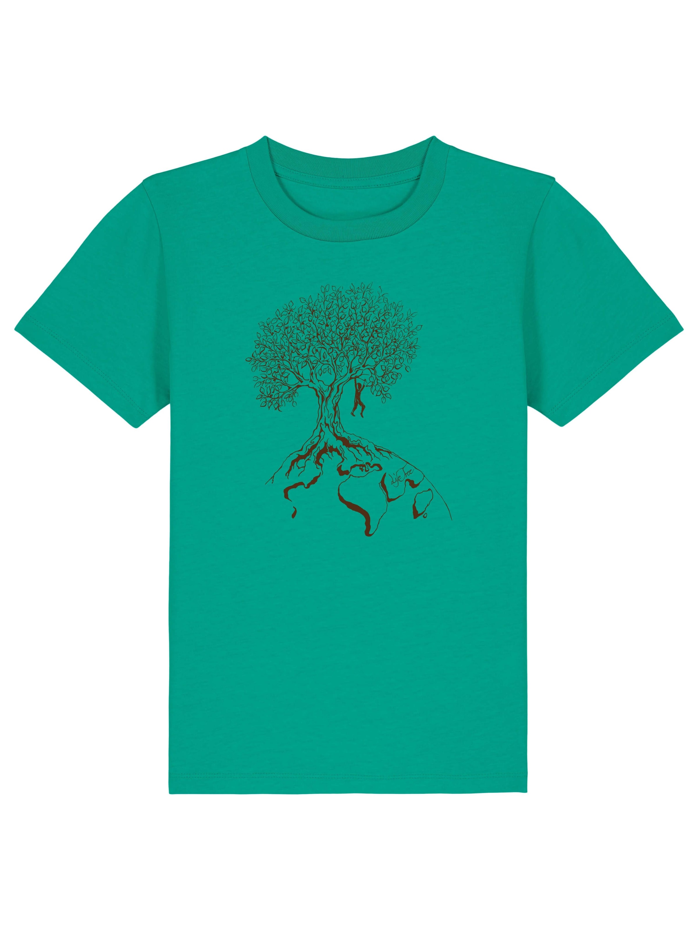 Life-Tree Shirt 'Organic Fairwear Shirt Kids Unisex Hanging On' in Green: front
