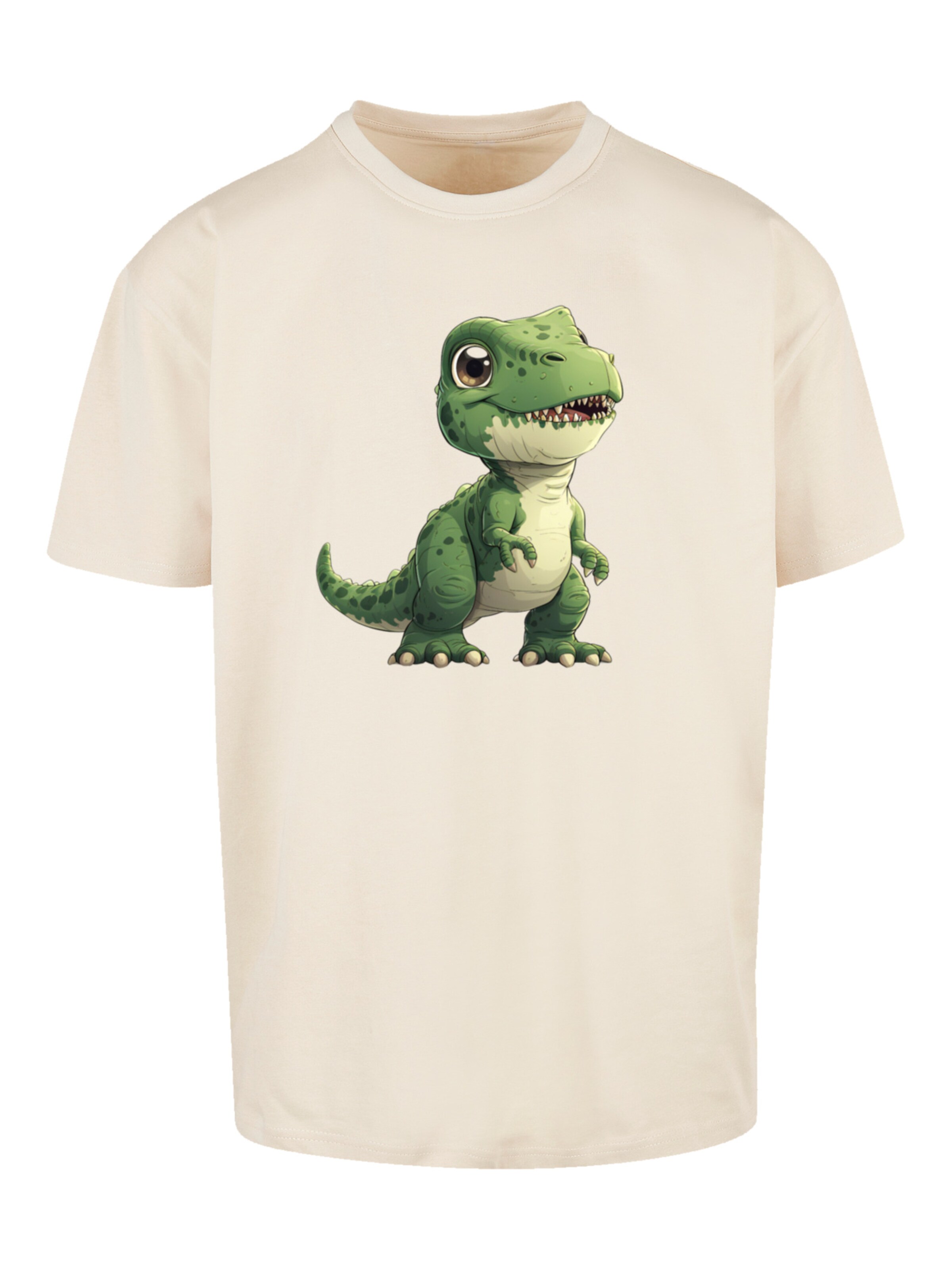 F4NT4STIC Shirt 'Süßer Grüner Dino' in Beige: voorkant