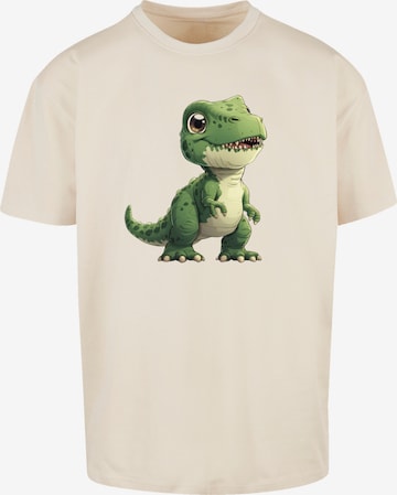 F4NT4STIC Shirt 'Süßer Grüner Dino' in Beige: voorkant