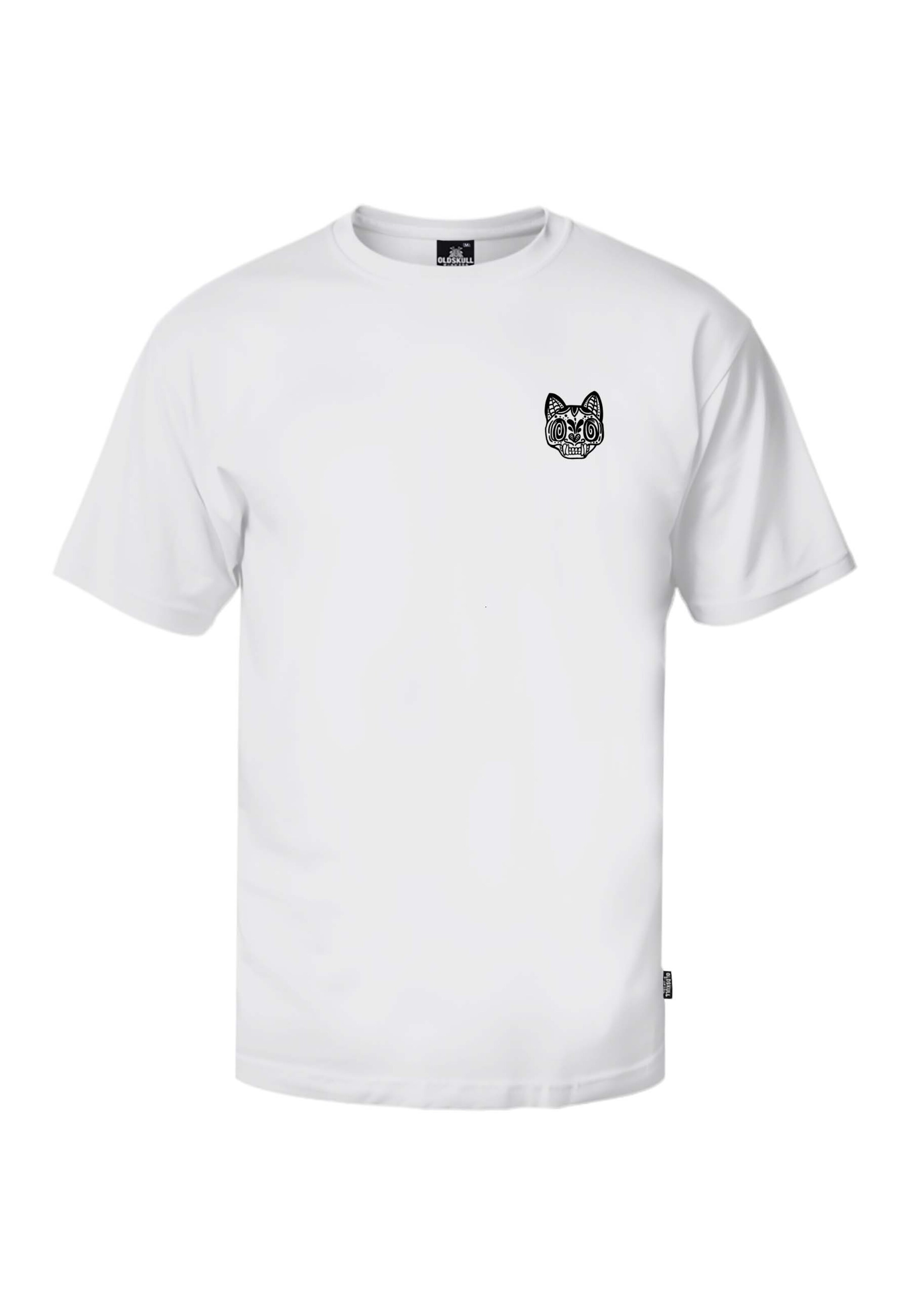 Oldskull T-Shirt 'ASIAN REBEL CAT' in Weiß: Vorderseite