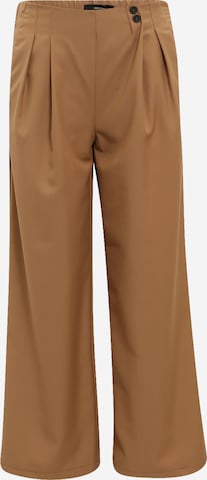Vero Moda Petite Wide leg Pleat-front trousers 'VMHAILEY' in Brown: front