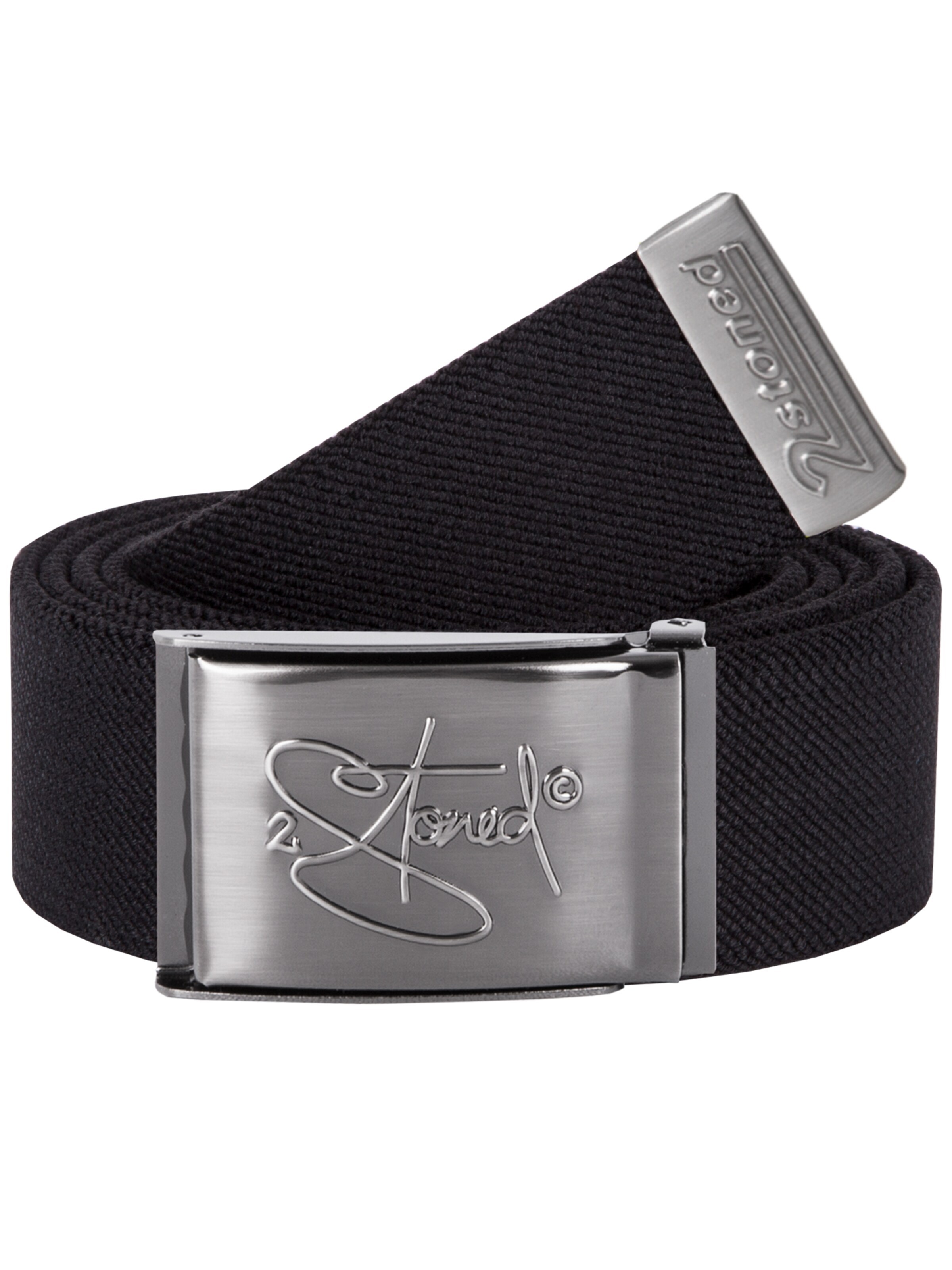 2Stoned Gürtel 'Stretch Classic Matt Embossed'‌‌‌‌‌ in Schwarz: Vorderseite