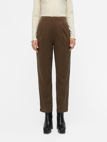 OBJECT Loose fit Pleat-front trousers 'Sanni' in Brown: front