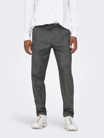 Only & Sons Tapered Pleat-front trousers 'LEO' in Grey: front