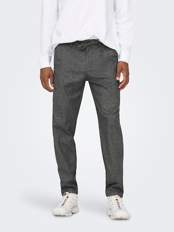 Only & Sons Tapered Bandplooibroek 'LEO' in Grijs: voorkant