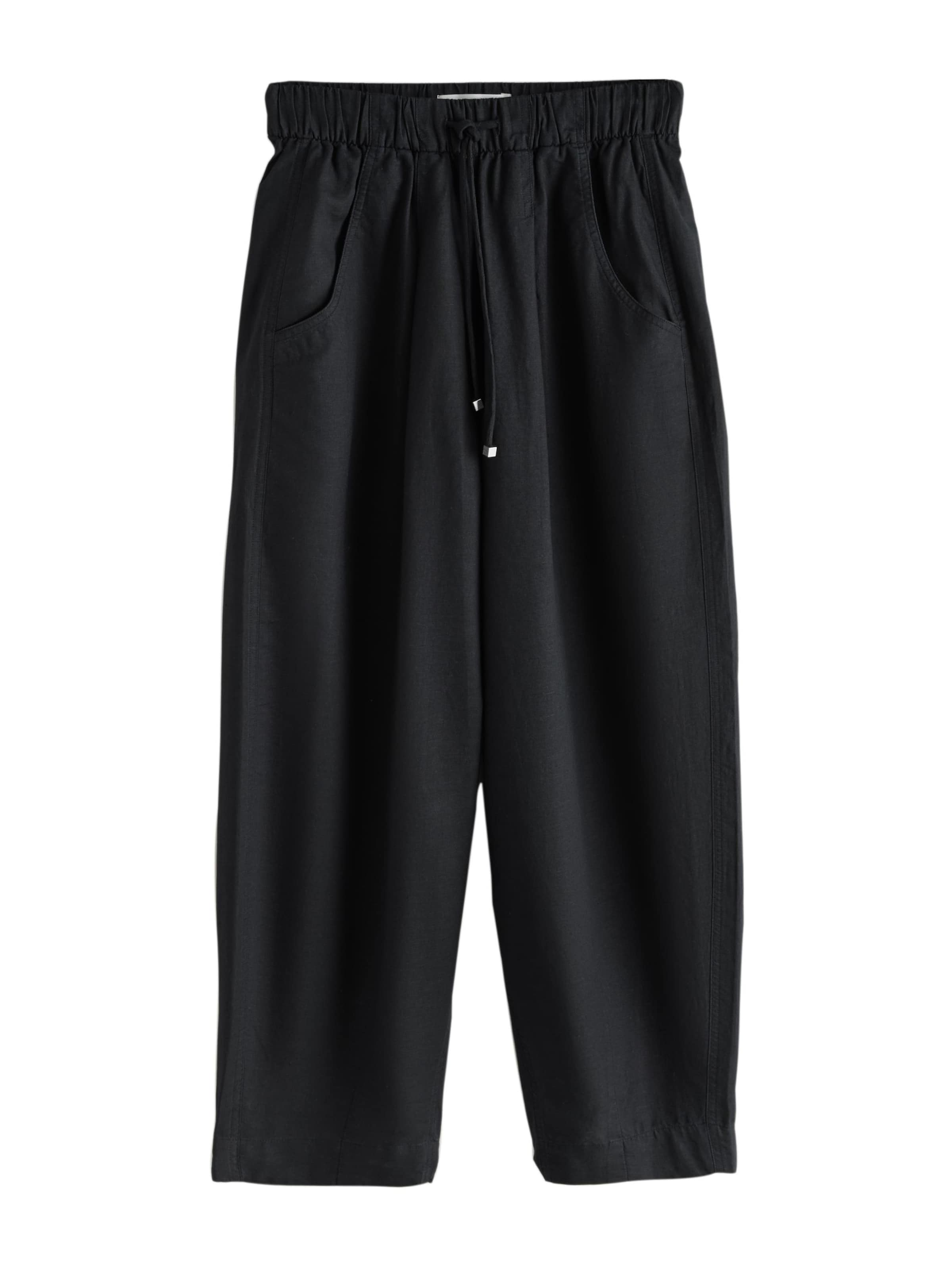 Next Barrel Pleat-front trousers in Black: front