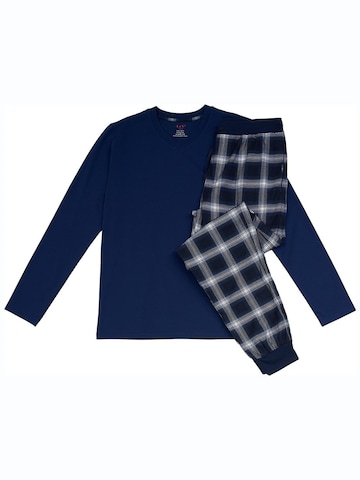 La V Pajamas long 'Basic 2' in Blue: front