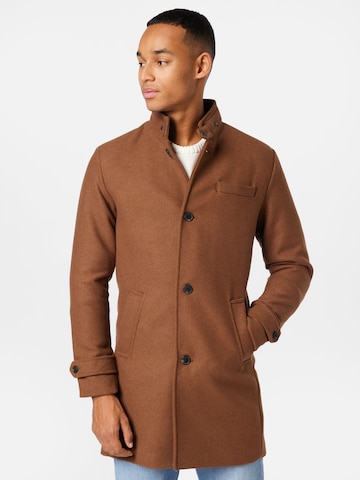 JACK & JONES Between-Seasons Coat 'Melton' in Brown: front