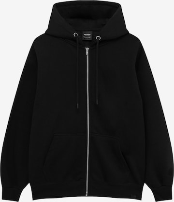 Pull&Bear Sweat jacket in Black: front