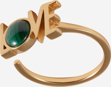 Design Letters Ring 'Great Love' in Green: front