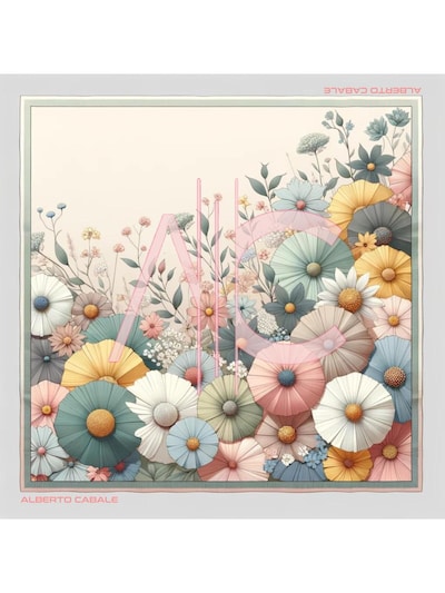 alberto cabale Halsduk 'Minimalist Flowers Cléo' i 60 x 60 i pastellblå, Produktvy
