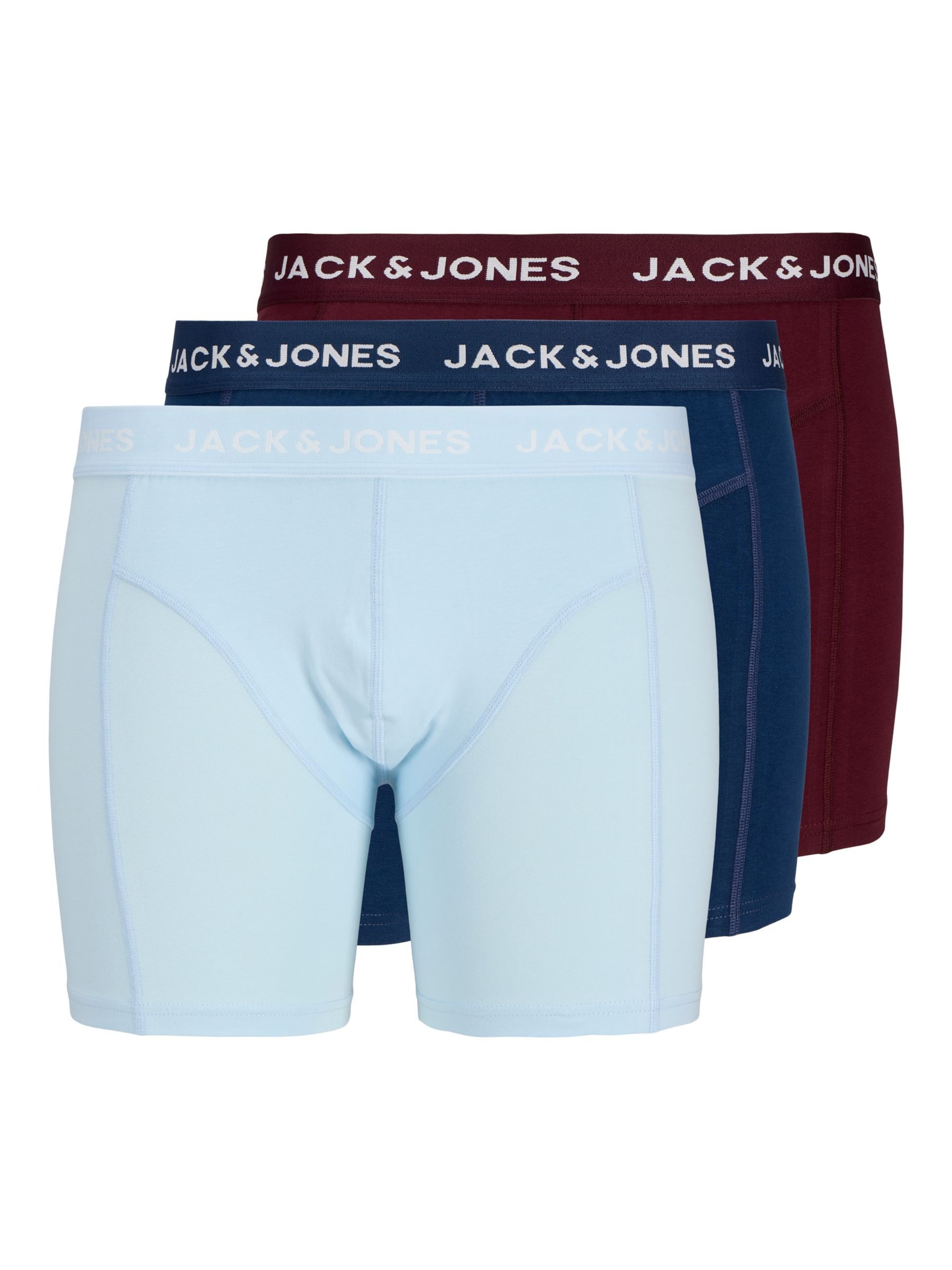 JACK & JONES Boxers en XXL en bleu marine / bleu clair / lie de vin / blanc, Vue avec produit