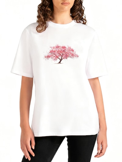 GORHEY Shirt 'Women's Summer Casual Cotton T-Shirt with Cherry Blossoms Print' in de kleur Wit, Productweergave