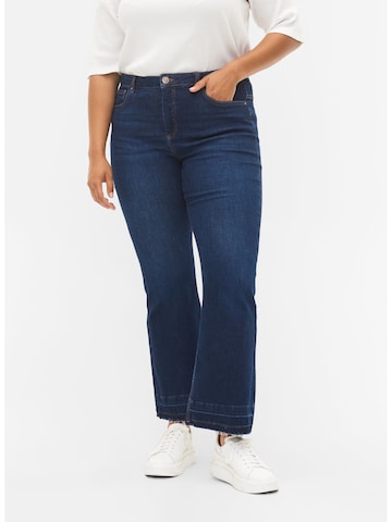 Zizzi Bootcut Jeans 'Ellen' in Blauw: voorkant