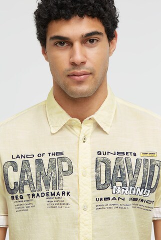 CAMP DAVID Slim fit Button Up Shirt in Yellow
