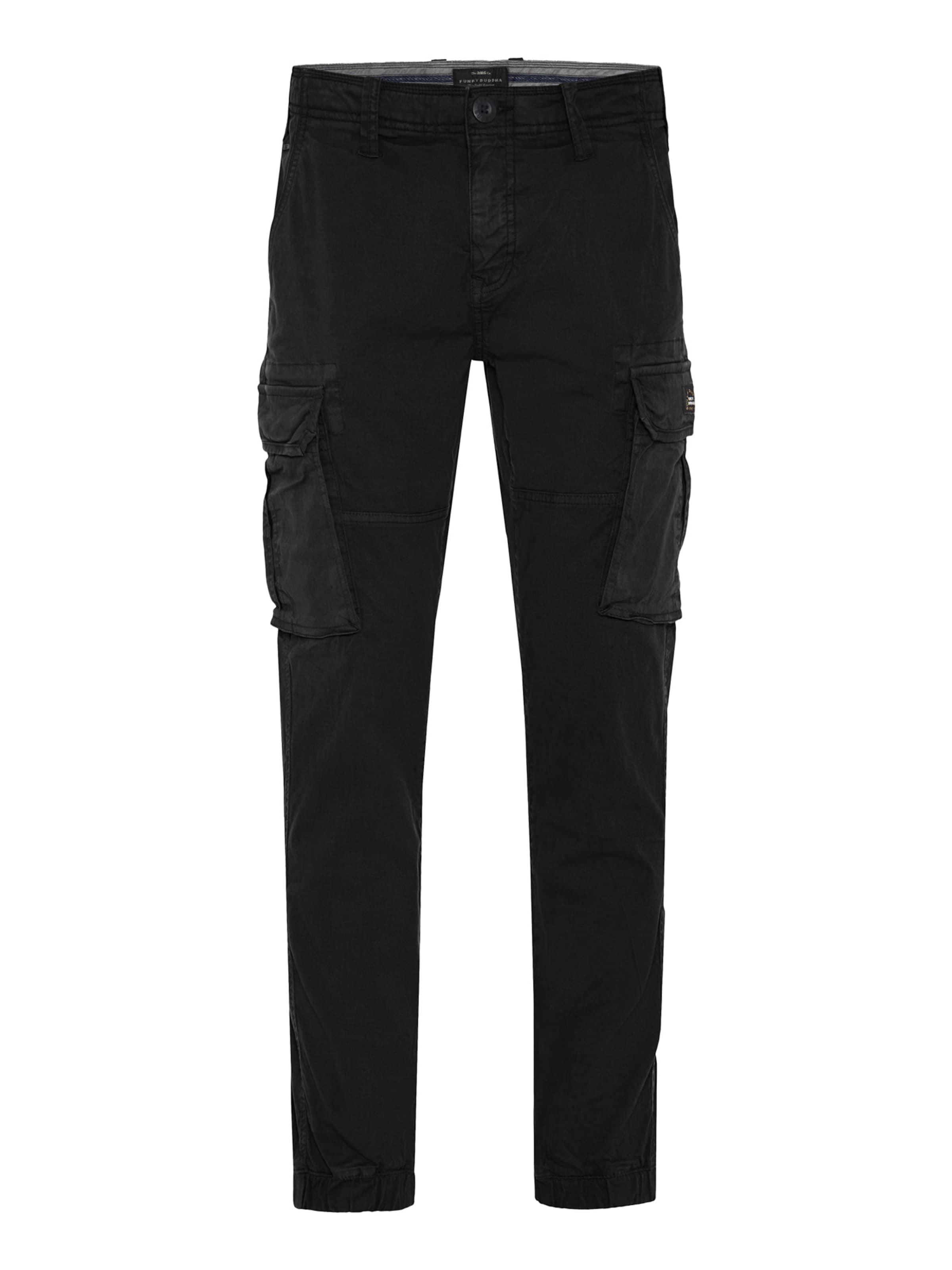 Funky Buddha regular Παντελόνι cargo σε μαύρο: μπροστά