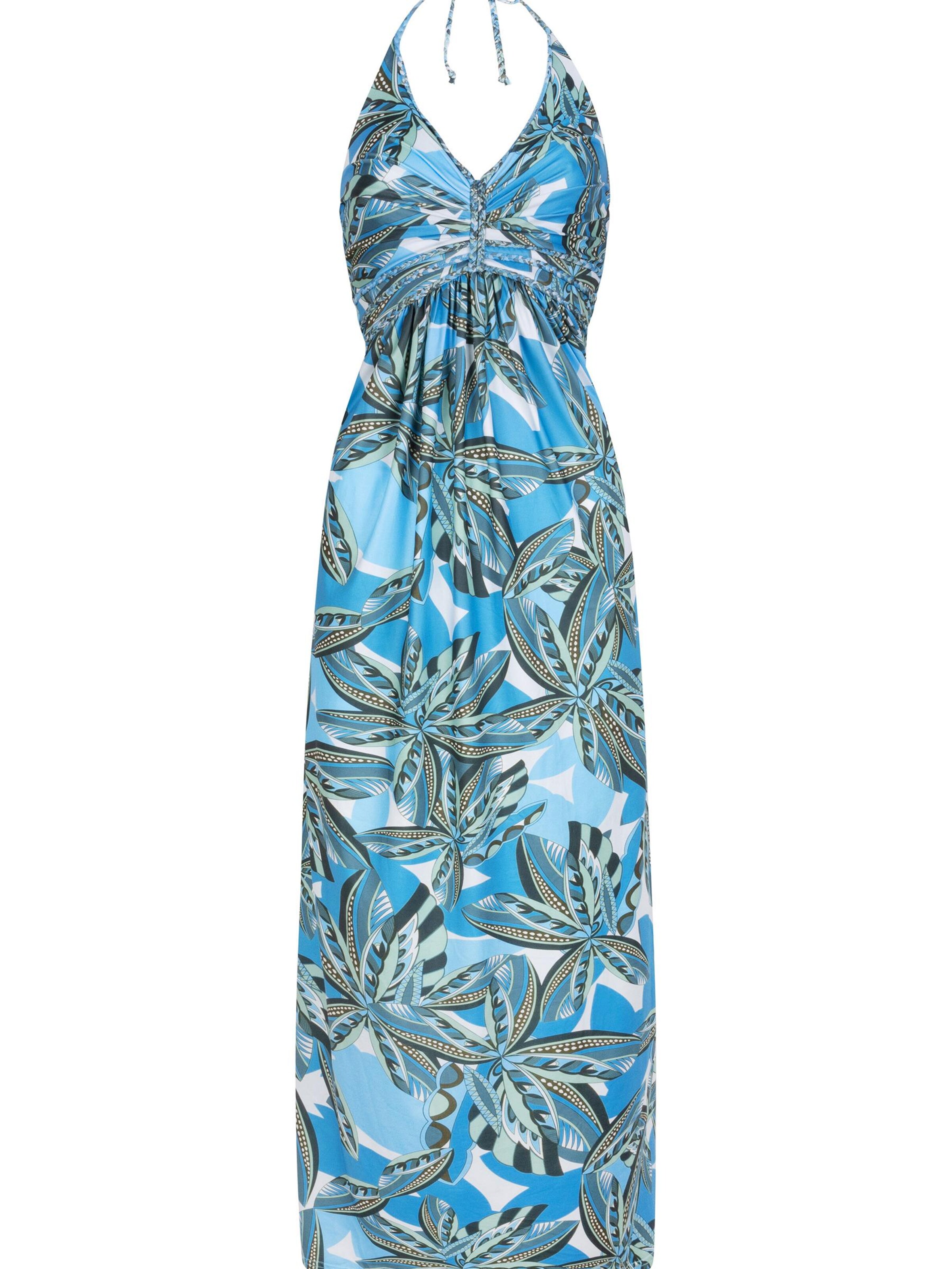 Chic by Lirette Jurk 'Halter dress Palm' in Blauw: voorkant