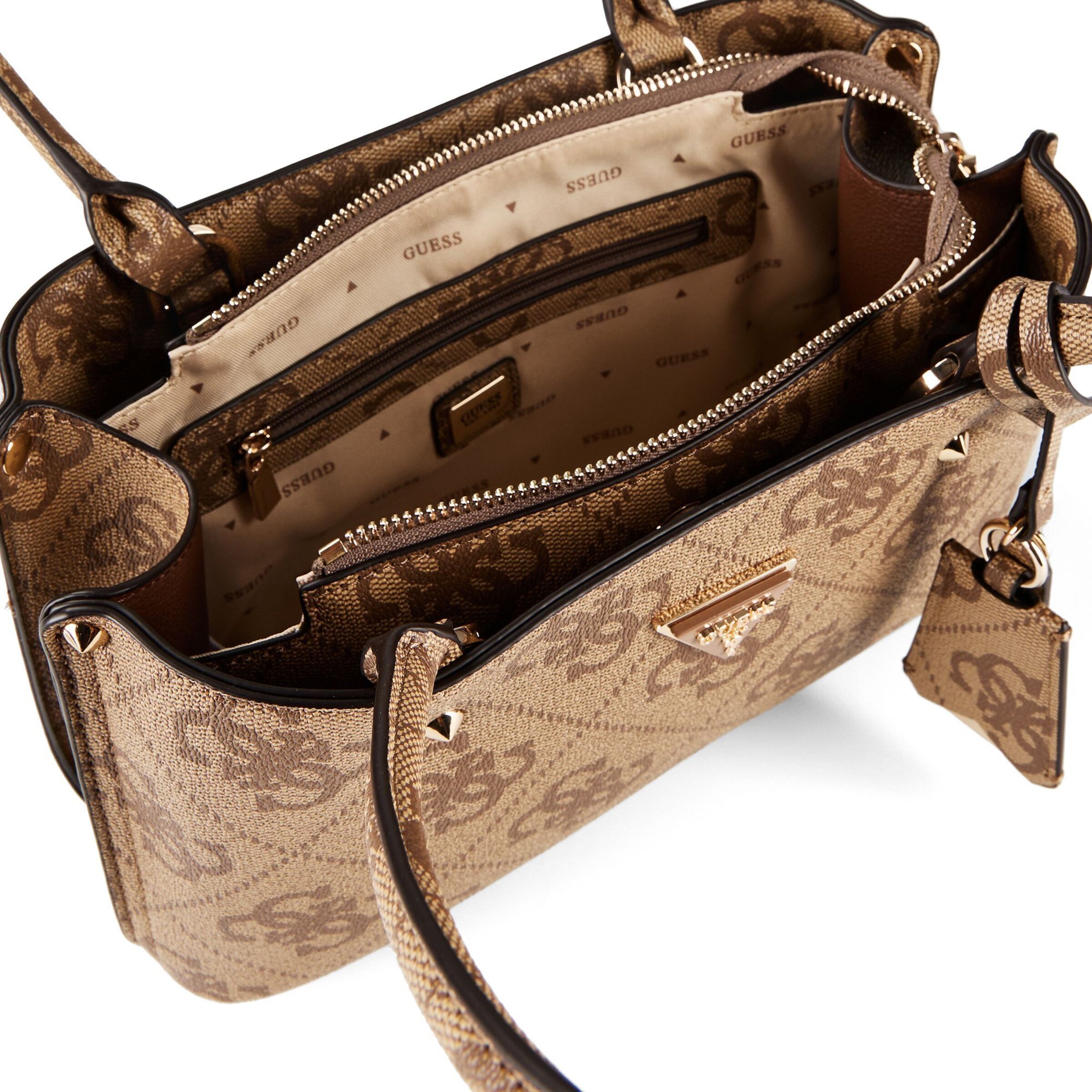 GUESS Schultertasche 'Meridian' in Braun