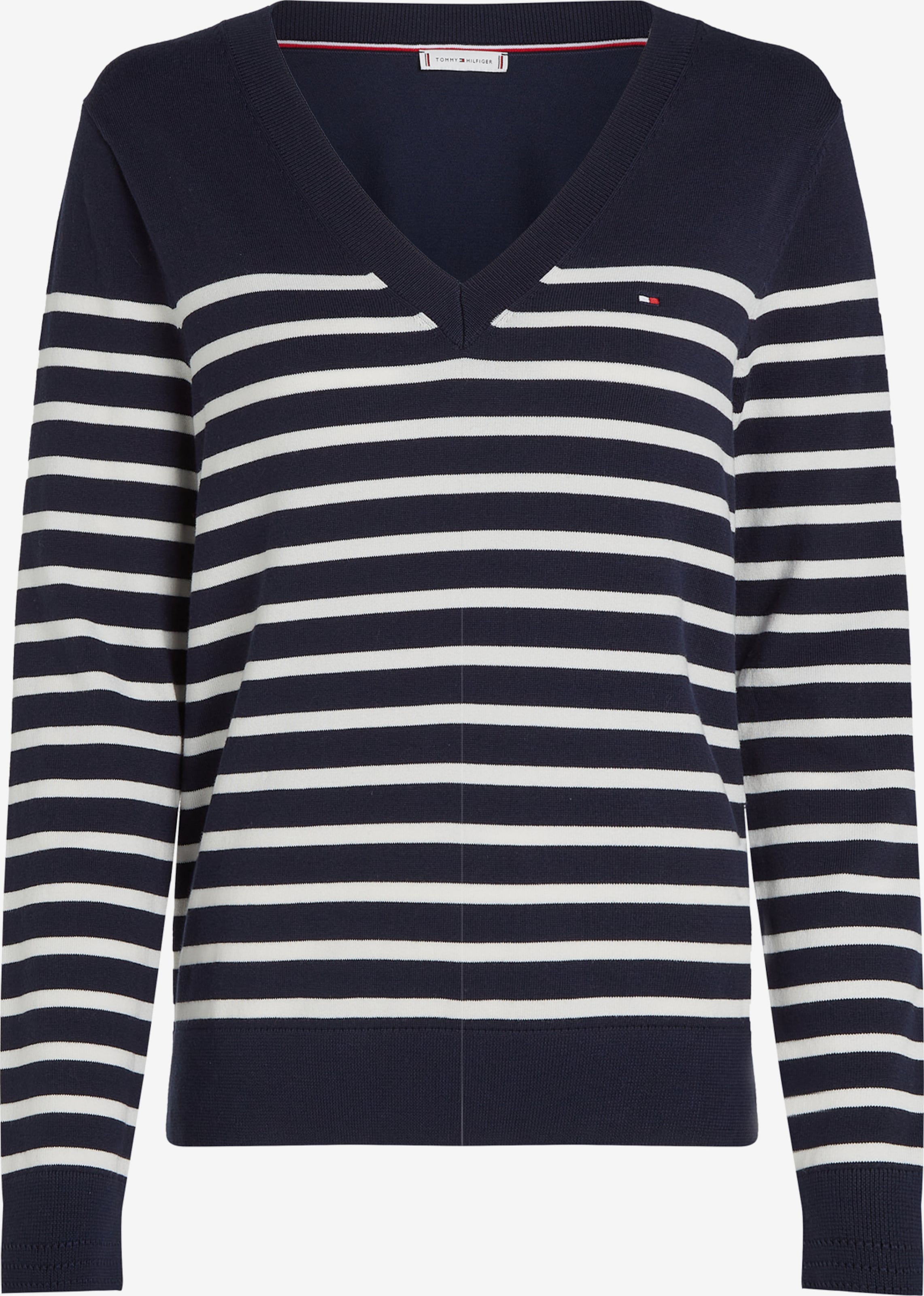 Tommy Pullover WeiÃƒÂŸ Schwarz V Ausschnitt Tommy Hilfiger