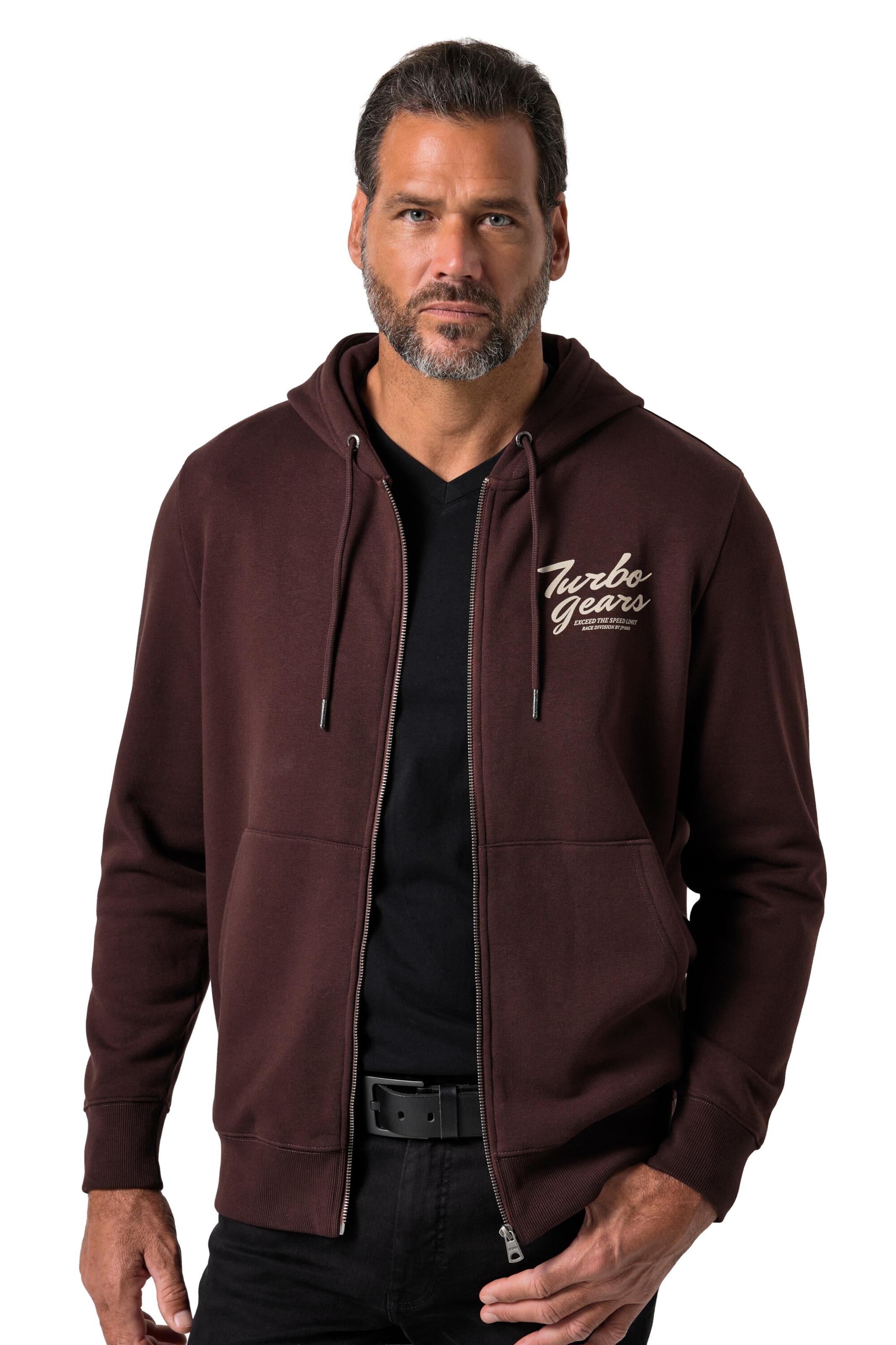 JP1880 Sweatvest in Bruin: voorkant