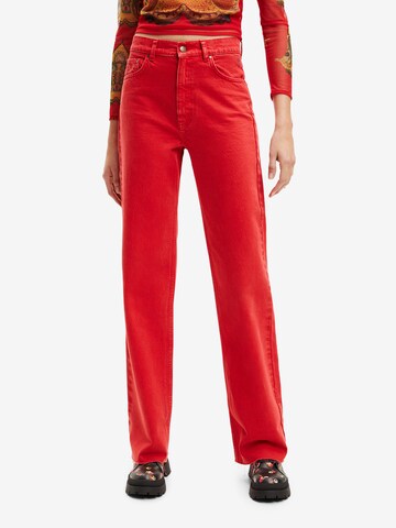 Wide Leg Jean Desigual en rouge : devant