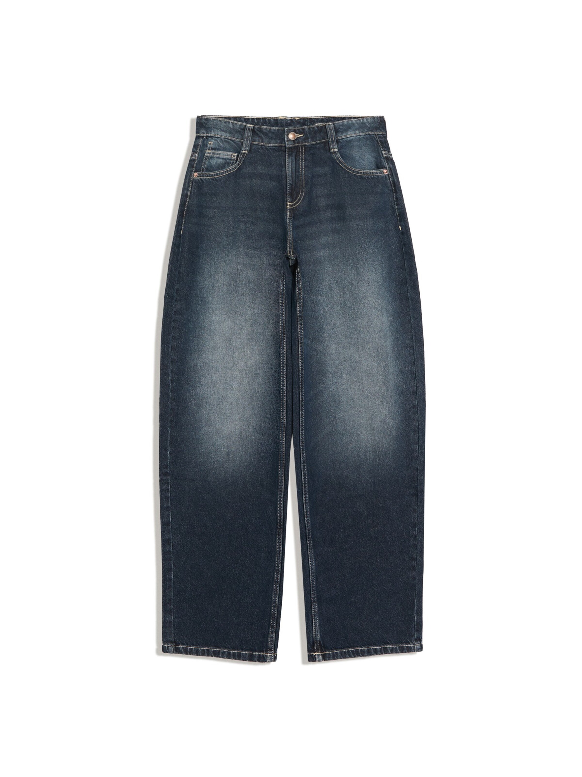 Bershka Barrel Jeans in Blue: front
