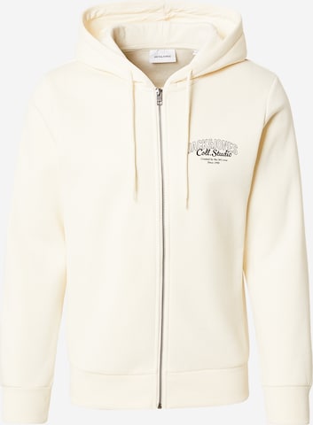 JACK & JONES Collegetakki 'JJMAKOTO' värissä valkoinen: etupuoli