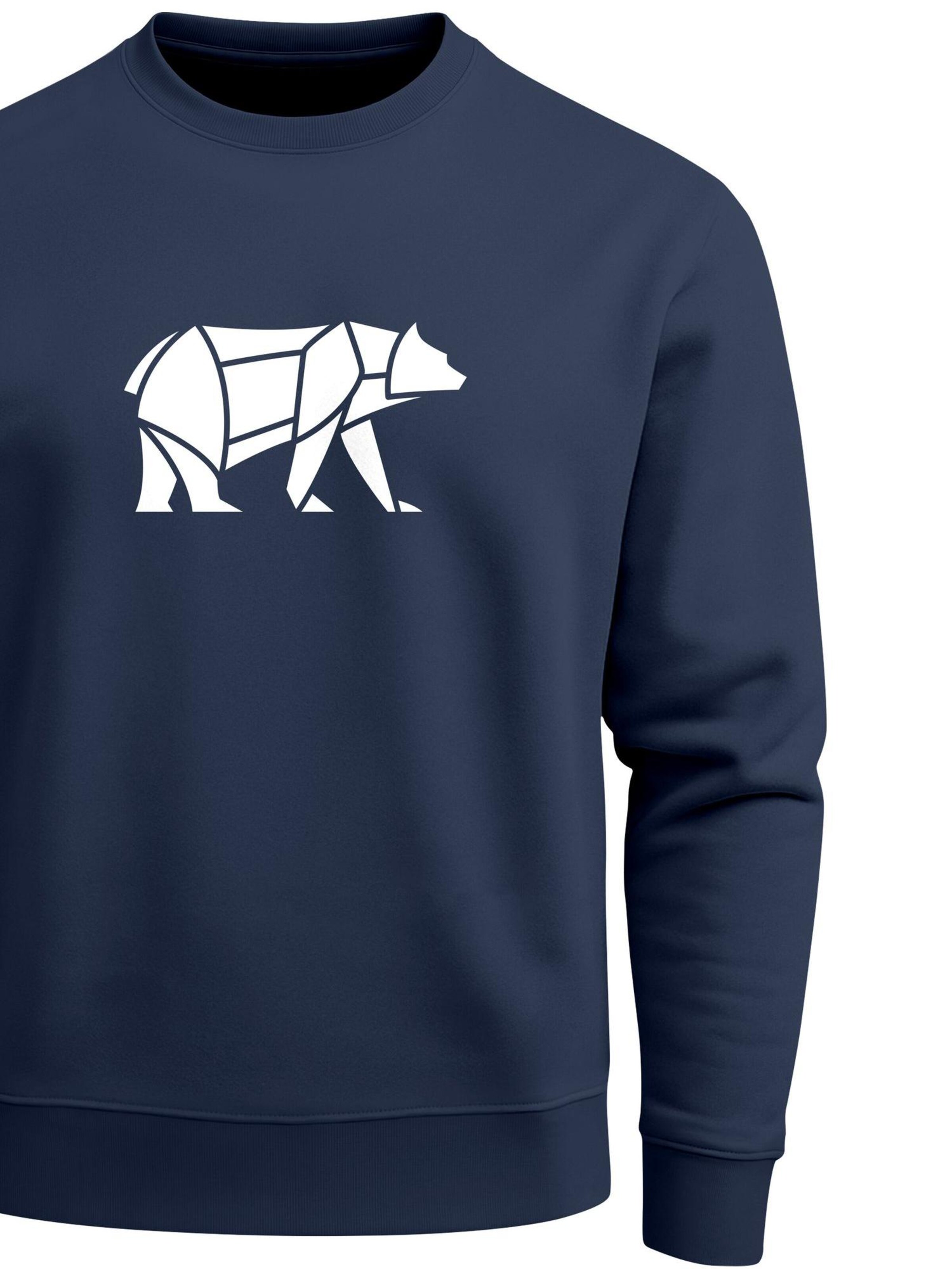 Neverless Sweatshirt 'Bär Lineart Polygon' in Blue