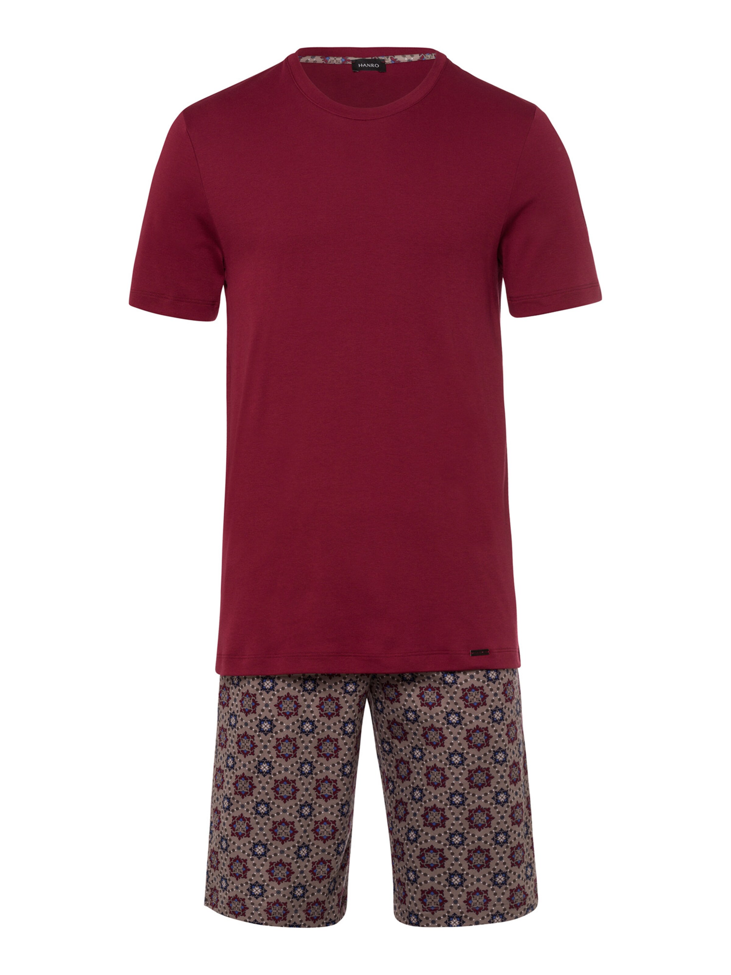Männer Wäsche Hanro Kurzarm Pyjama ' Night & Day ' in Braun, Bordeaux - DG85399 Männer Wäsche Hanro Kurzarm Pyjama ' Night & Day ' in Braun, Bordeaux - DG85399