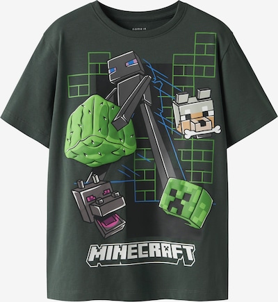 NAME IT Majica 'NKMJUKE MINECRAFT' veličine 122-128 u plava / tamo siva / zelena / bijela, Pregled proizvoda