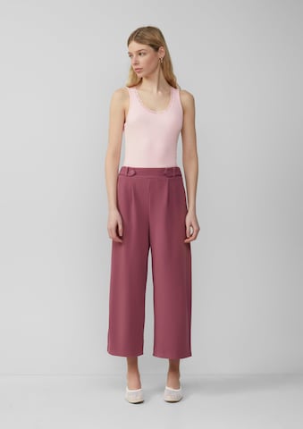 QS Wide leg Pleat-Front Pants in Pink