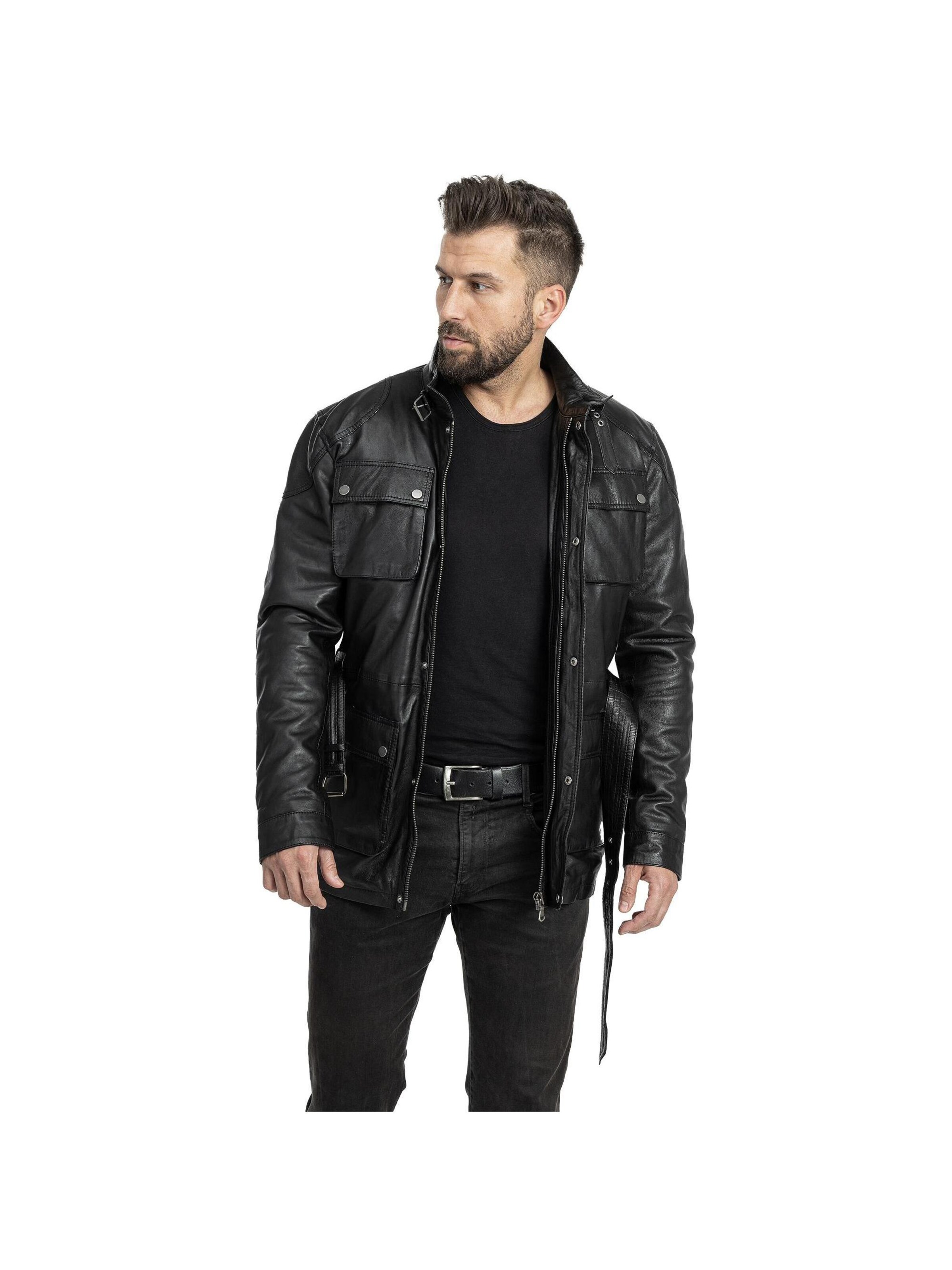 Mouflon Between-Seasons Parka 'Leon' in Black: front
