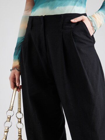 Monki Wide leg Bandplooibroek in Zwart