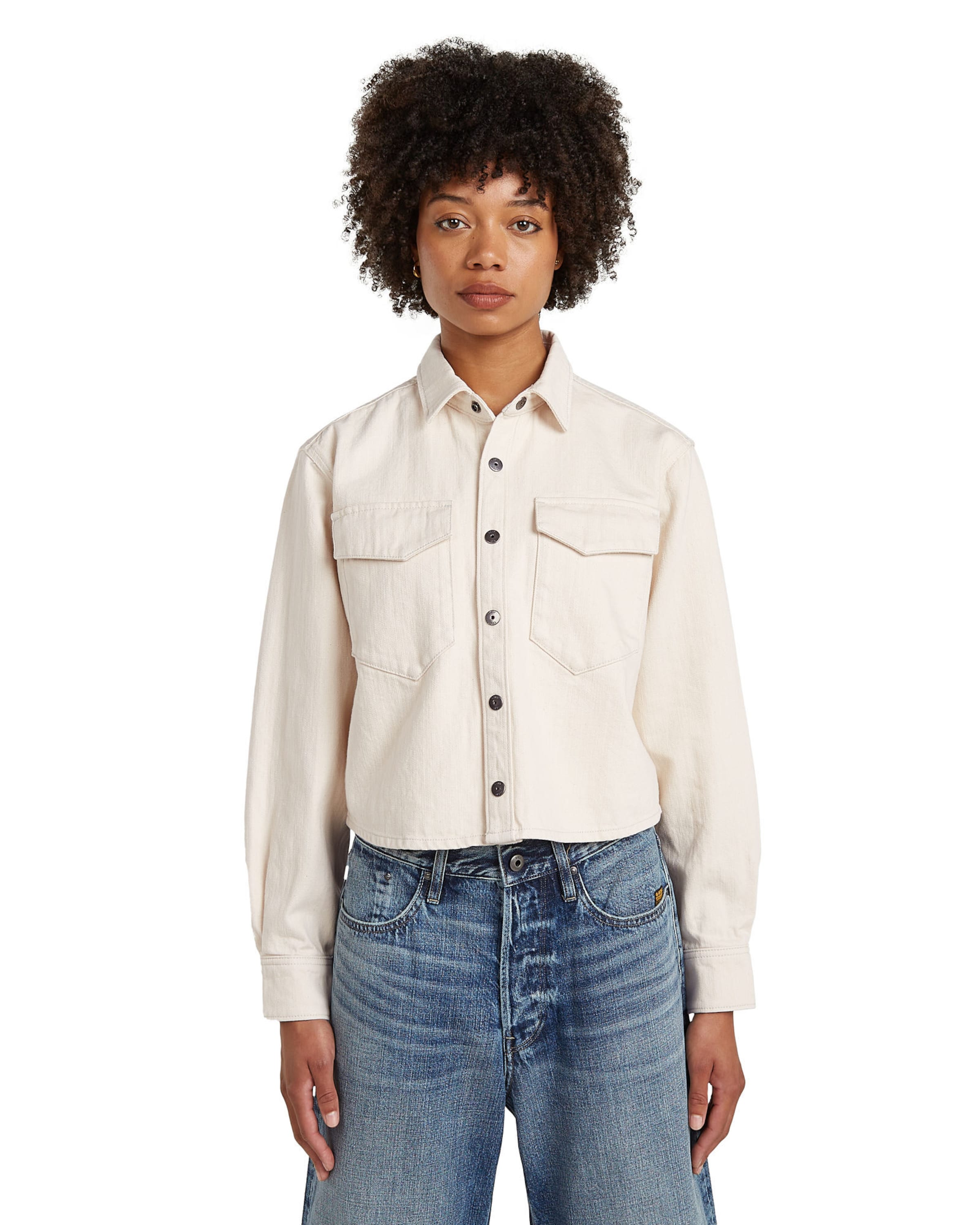 G-STAR Tussenparka 'Boxy Relaxed Overshirt' in Wit: voorkant