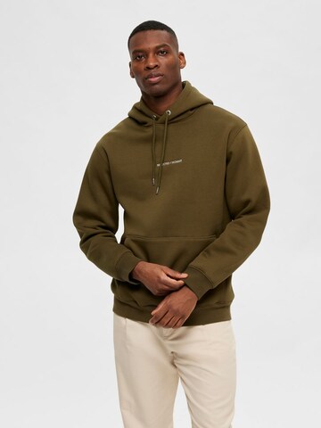 SELECTED HOMMESweater majica 'HANKIE' - zelena boja: prednji dio