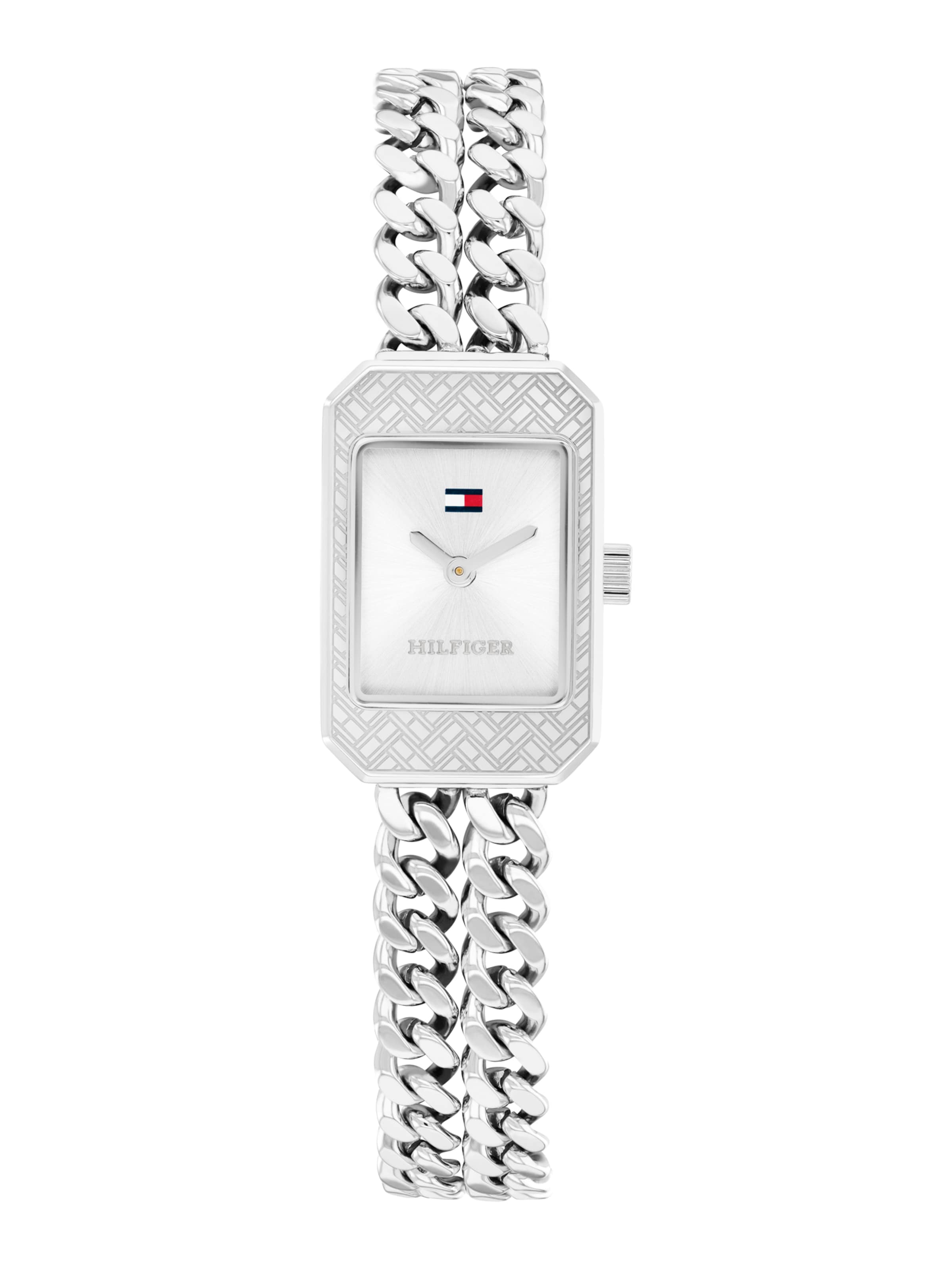 TOMMY HILFIGER Analogové hodinky 'SARAH' – stříbrná: přední strana