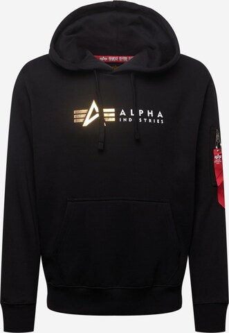 ALPHA INDUSTRIES Sweatshirt 'Alpha' in Zwart: voorkant