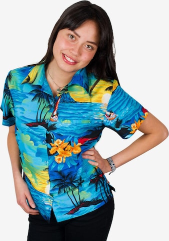 King Kameha Bluse 'Surf' in Blau: Vorderseite