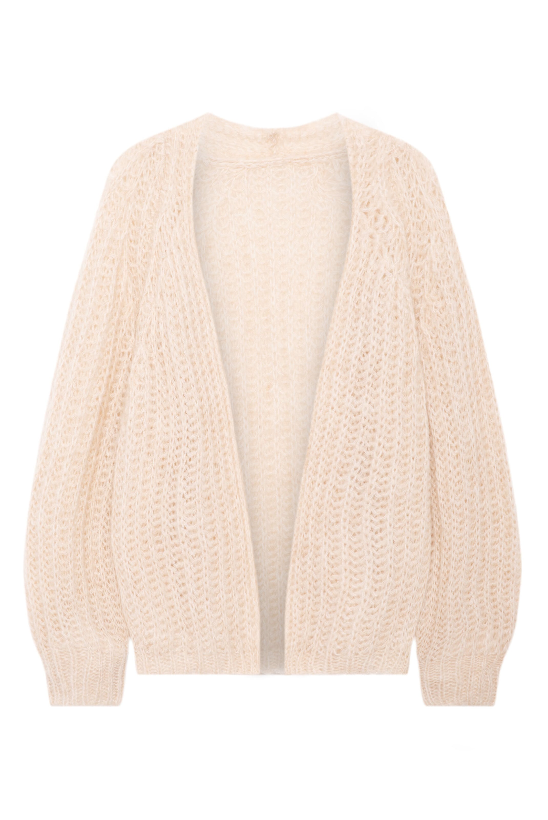 SENSES.THE LABEL Offener Kurz-Cardigan KA:NO Loose Knit in Beige: Vorderseite