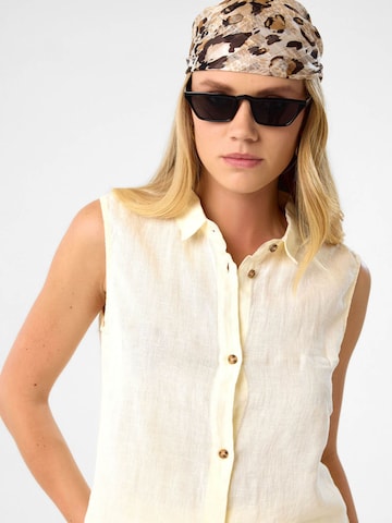 DIMI Blouse 'Kurze Damen Leinen Top' in Beige